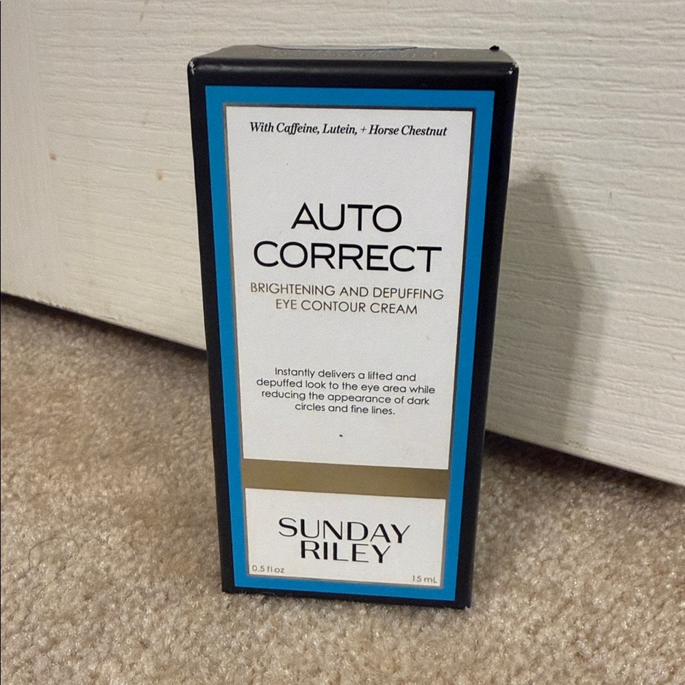 Sunday Riley Auto Correct Eye Cream with Blue and White Packaging